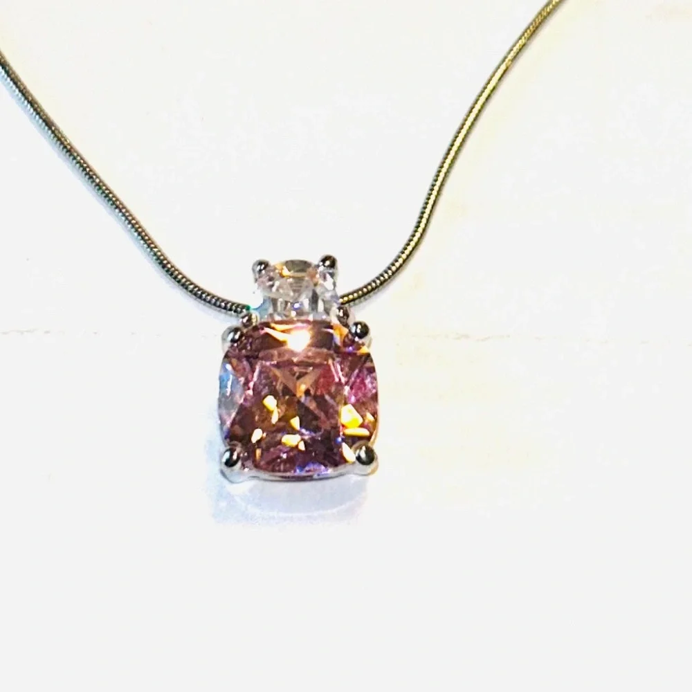 Costume Jewelry Set Silver Tone and Pink Stones - Picture 9 of 10